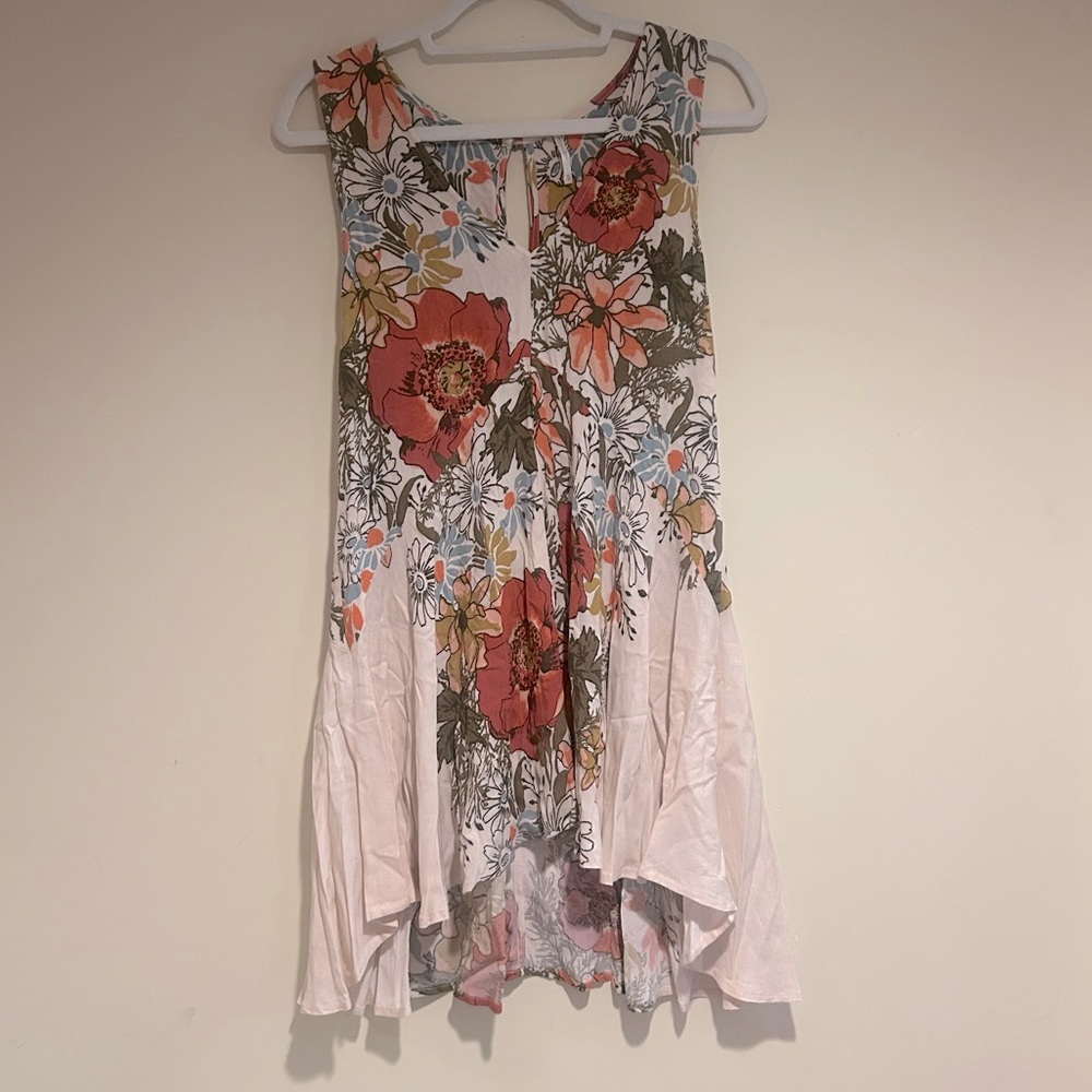 Free People Cream Floral Sleeveless Swing Dress Sz XS